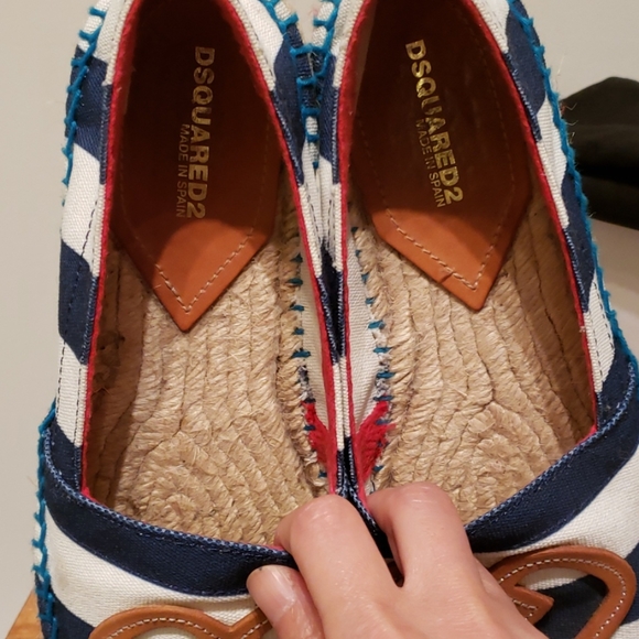 Dsquared2 Flat Espadrilles Blue and White Stripes - Picture 8 of 11
